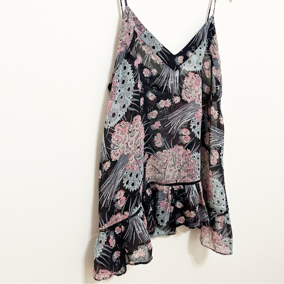 LoveShackFancy Silk Floral Spaghetti Strap Y2K Babydoll Top Size Small - Picture 3 of 10
